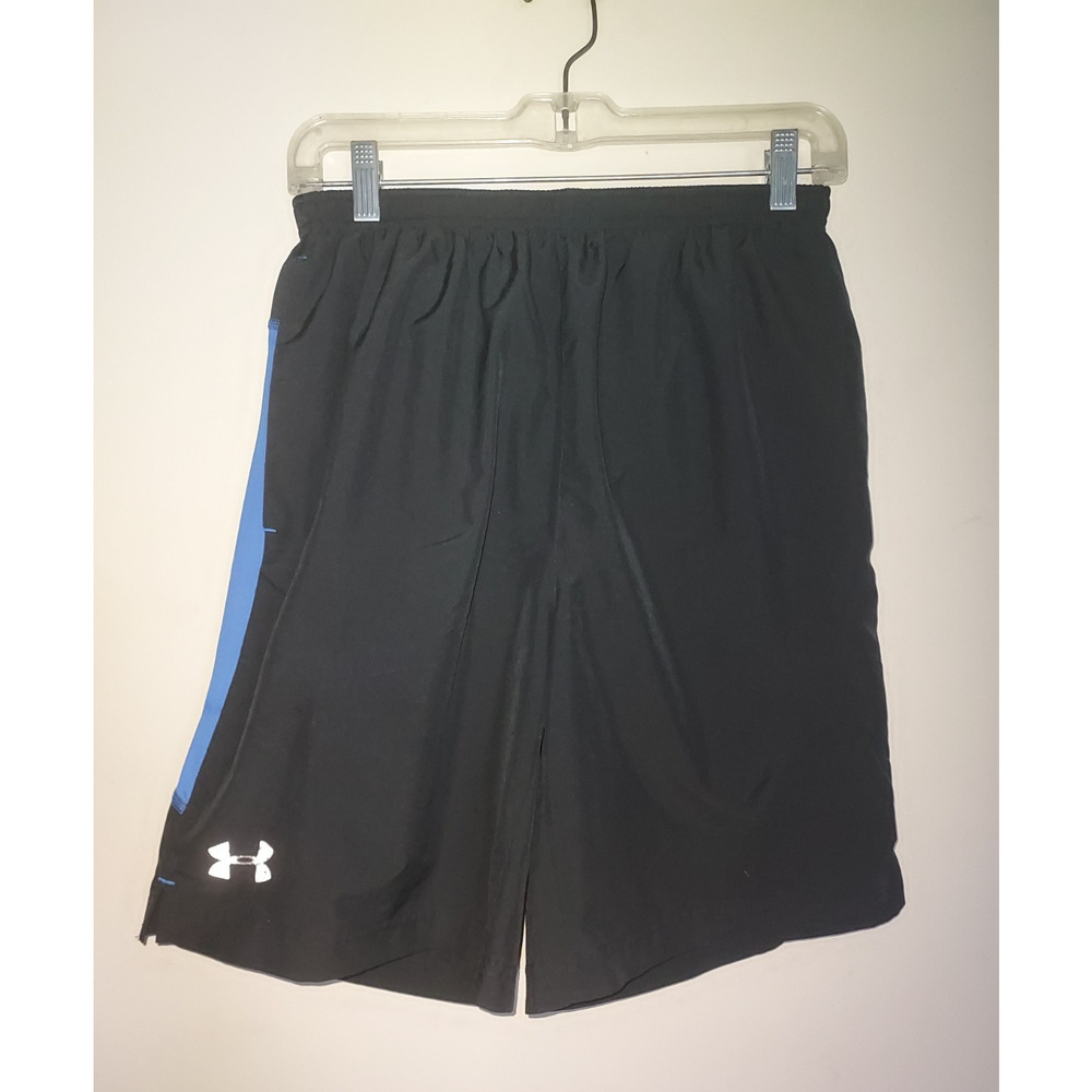 Under Armour Men's Medium Running Shorts 9" Inseam HeatGear Black Blue